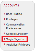 Screenshot that highlights the Single Sign On option.