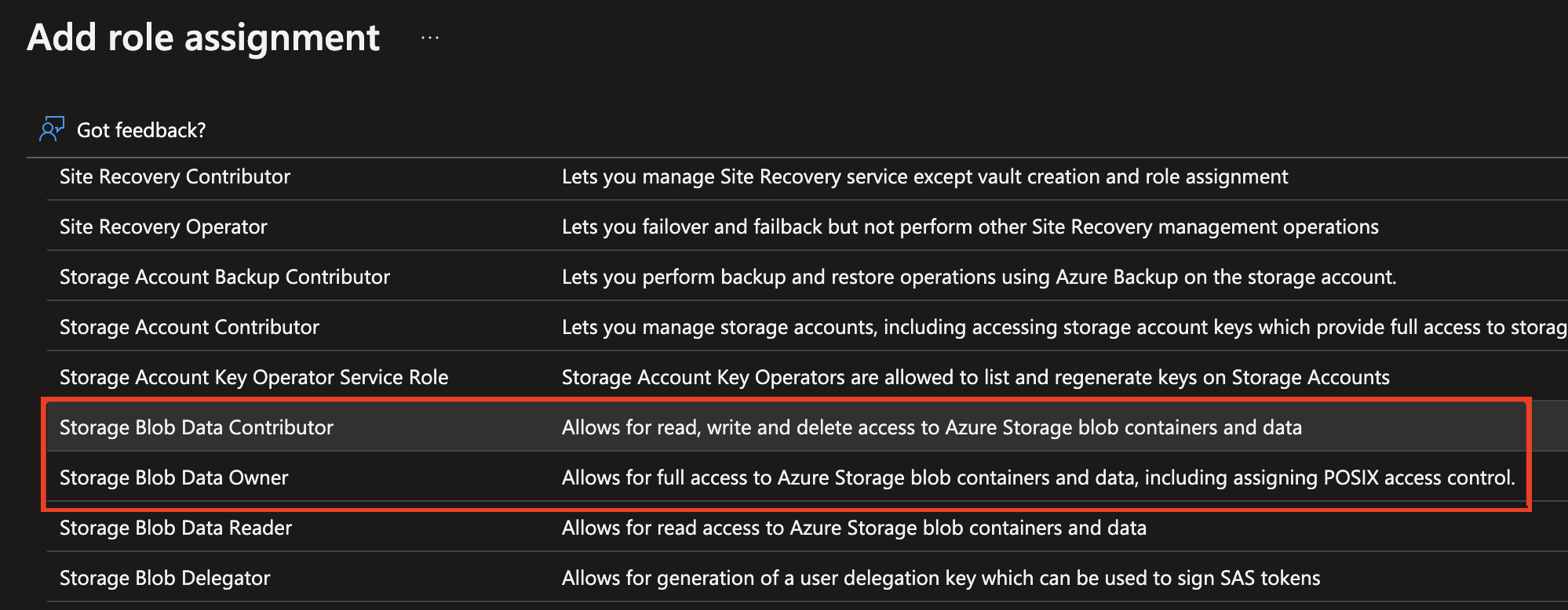 Captura de ecrã dos papéis atribuídos no portal Azure.