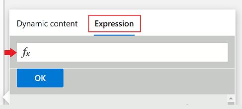 Captura de ecrã do campo de função de expressão.