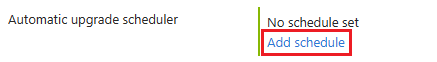 Captura de ecrã que mostra a opção de adicionar um horário no portal Azure.