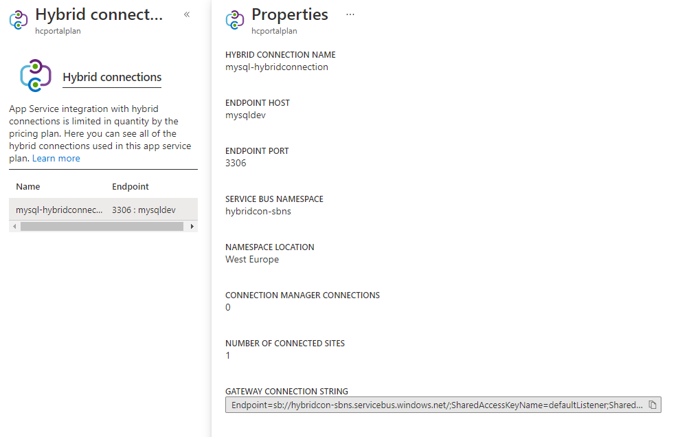 Captura de ecrã das propriedades do plano Serviço de Aplicações