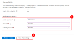 Criar informações de conta de administrador para o servidor PostgreSQL Flexible no portal do Azure.
