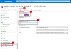 Uma imagem que mostra como definir a sessão de registo da aplicação no portal do Azure.