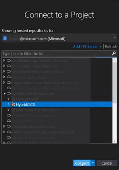 Conectar-se a um projeto no Visual Studio
