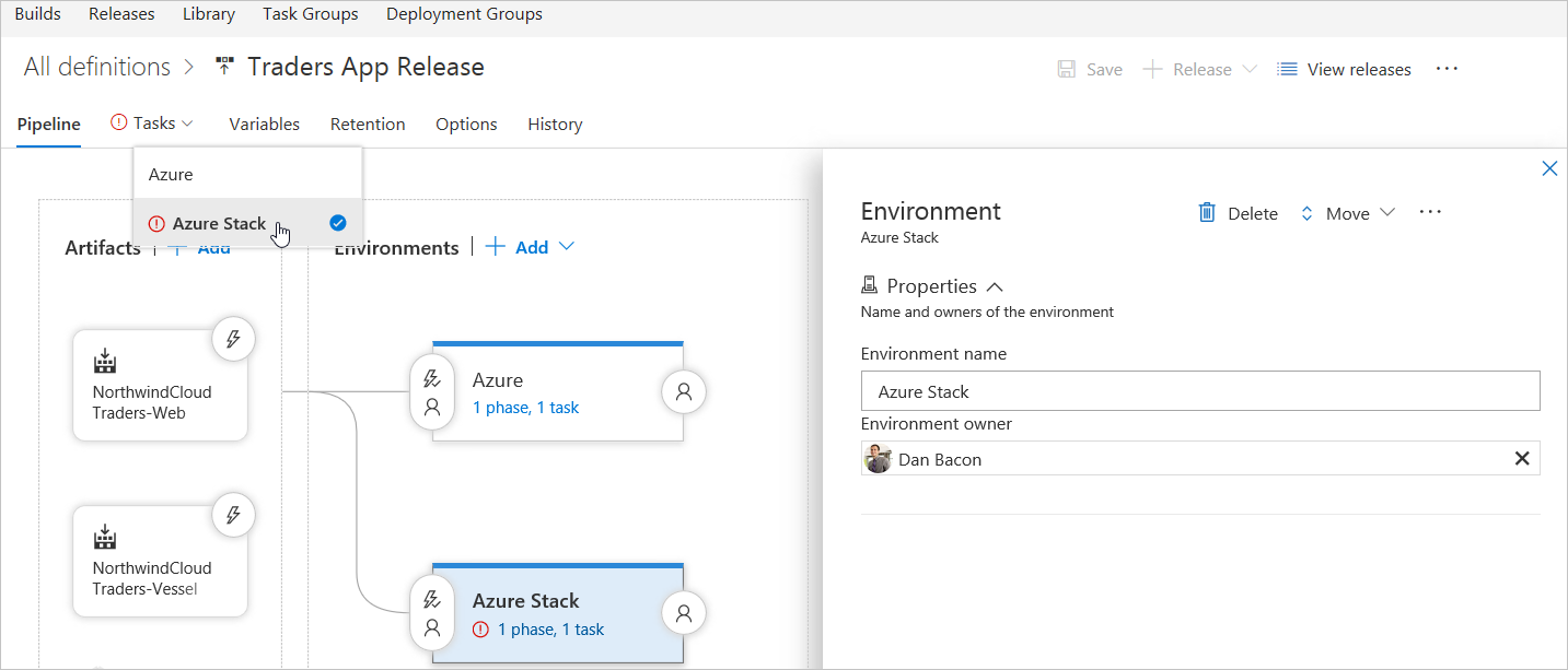 Ambiente do Azure Stack Hub nos Serviços de DevOps do Azure nos Serviços de DevOps do Azure