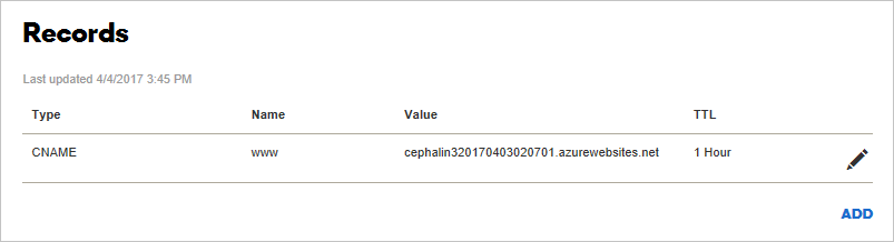 Navegação do portal para a aplicação do Azure