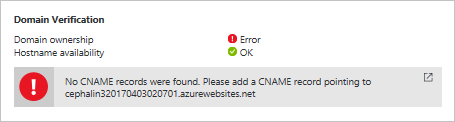Erro de verificação de domínio