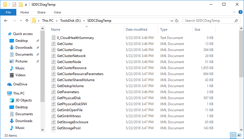 Dados na captura de tela do Explorador de Arquivos.