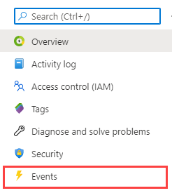Screenshot of go to Azure Maps account events.