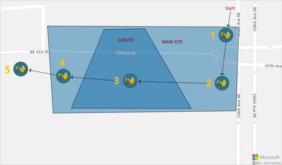 Diagram of geofence map in Azure Maps