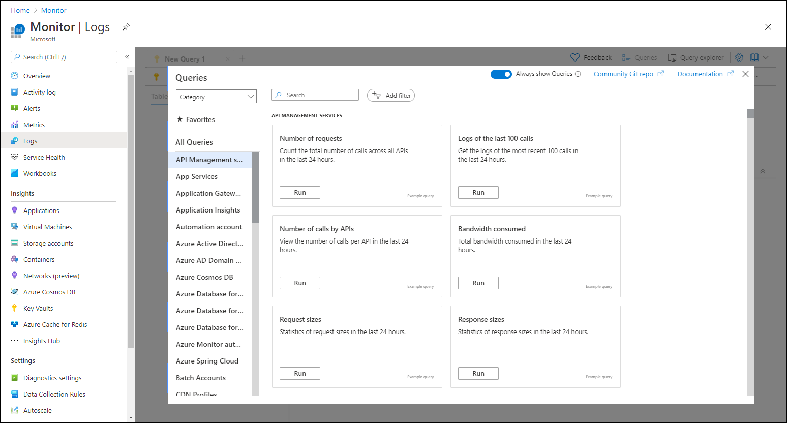 Screenshot that shows starting Log Analytics.