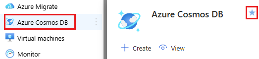 Captura de ecrã a mostrar como remover um serviço dos Favoritos no portal do Azure.