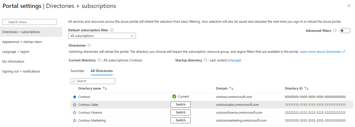 Captura de tela mostrando o painel de configurações de diretórios.