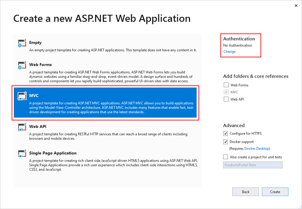 Select ASP .NET Web Application
