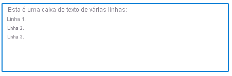 Captura de tela de uma caixa de texto de várias linhas usando o elemento Microsoft.Common.TextBox UI.