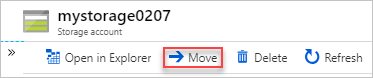 Captura de ecrã do portal do Azure a apresentar a opção Mover para uma conta de armazenamento.