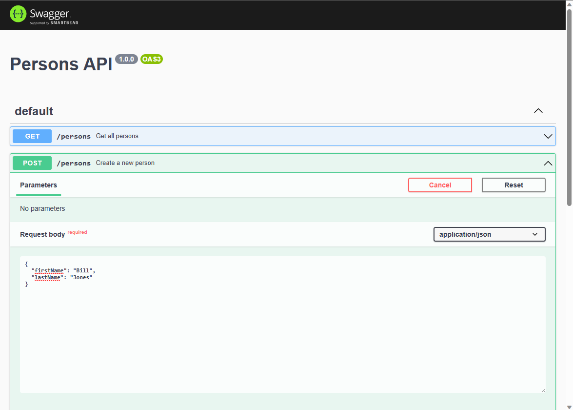A screenshot showing how to test the API.