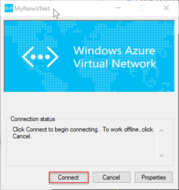 Captura de ecrã da VPN que realça o botão Ligar.