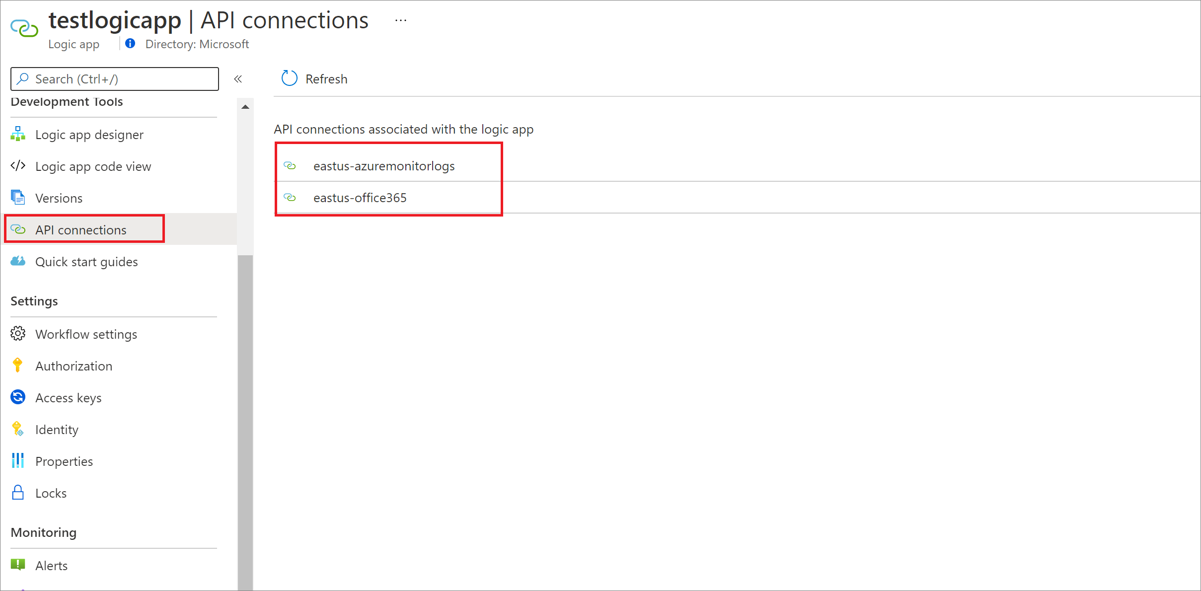 A captura de tela mostra as conexões de API.