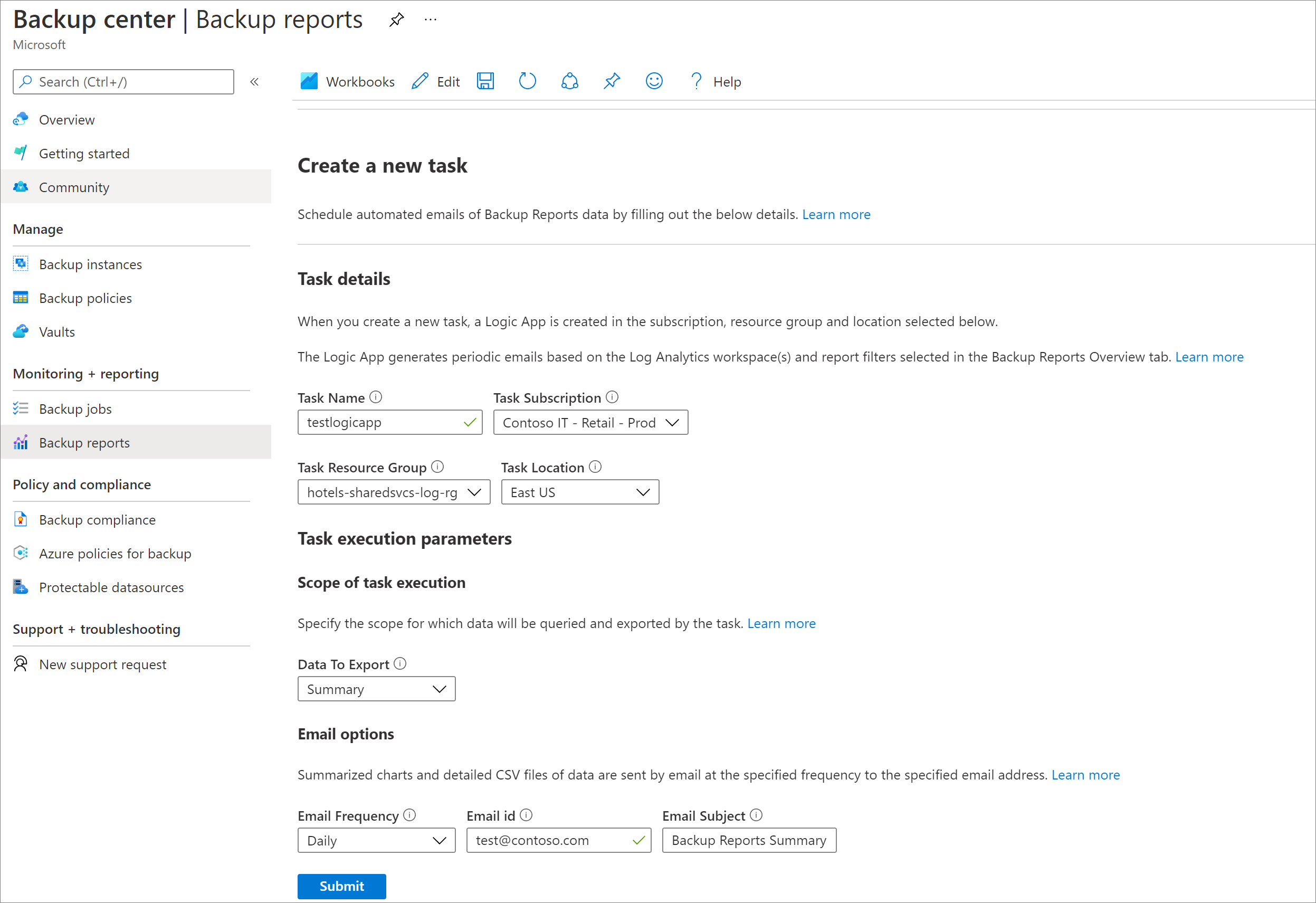 A captura de tela mostra a guia E-mail.