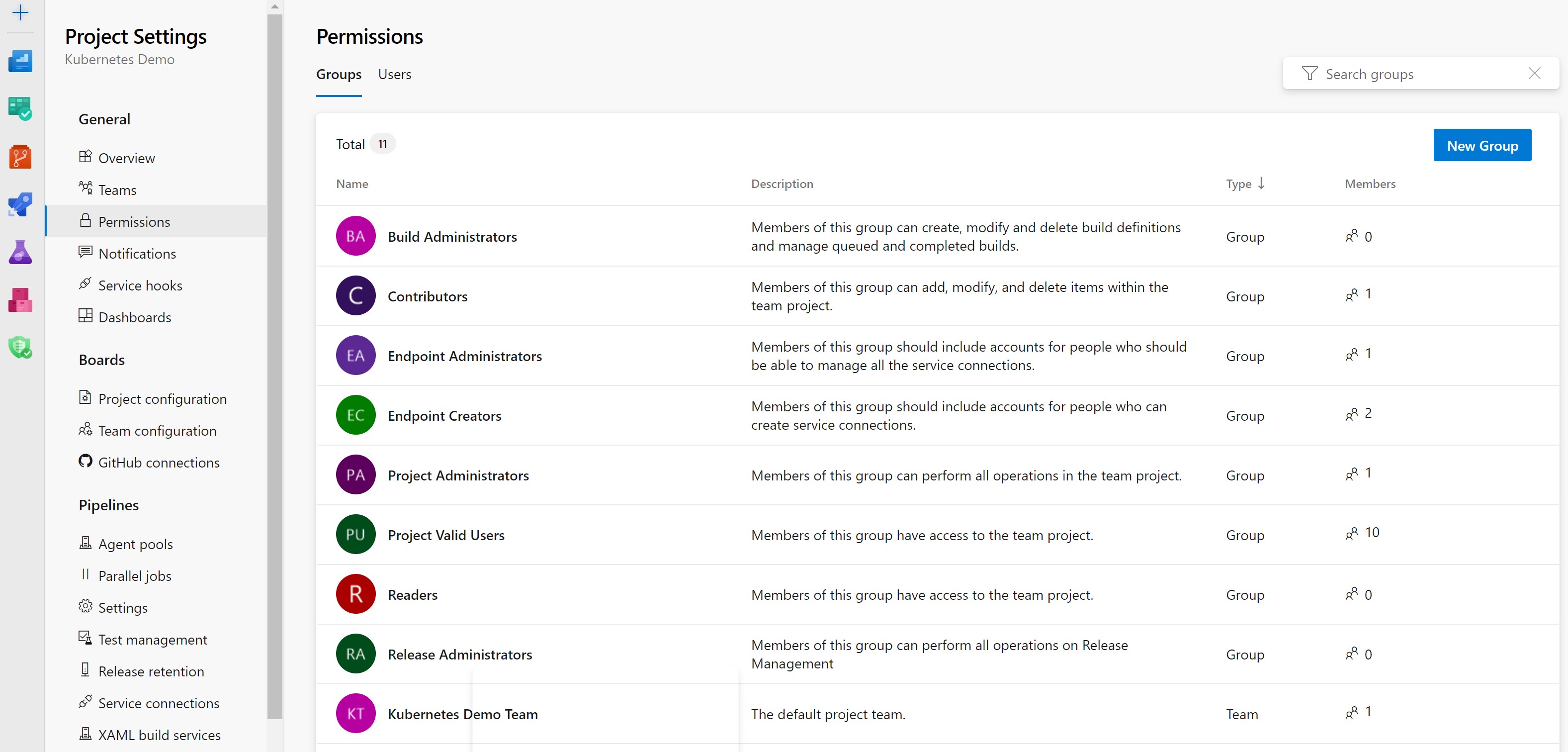 Screenshot showing the project settings page where assignments can be made.