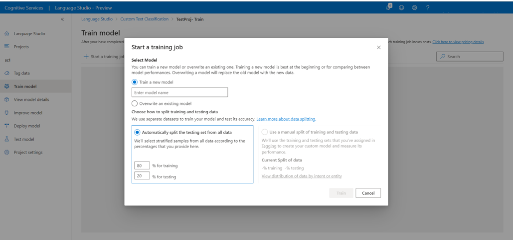 Create a new training job