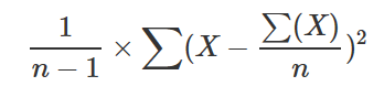 Imagem a mostrar uma fórmula de exemplo de variância.