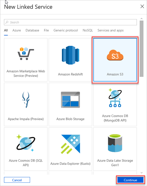 Painel de Novo Serviço Ligado.