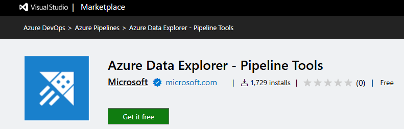Captura de tela de como obter a extensão Pipeline Tools no Visual Studio Marketplace.