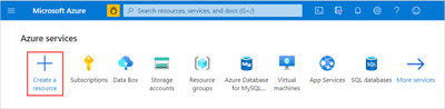 Screenshot of Azure Data Box Gateway's Create a Resource button.