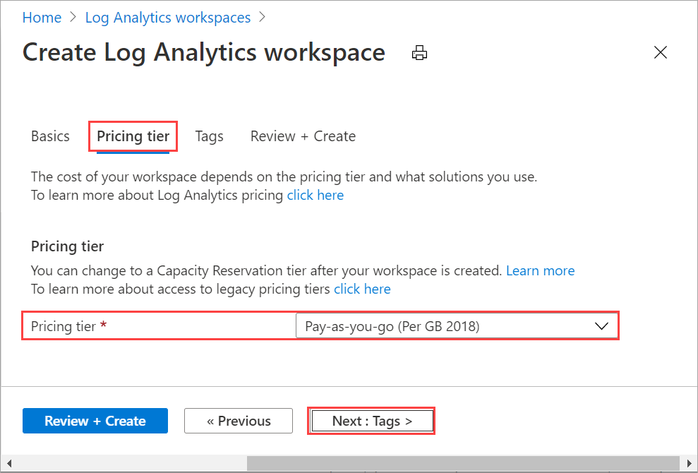 Guia Preço do espaço de trabalho do Log Analytics