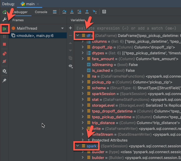 Depurar o projeto PyCharm