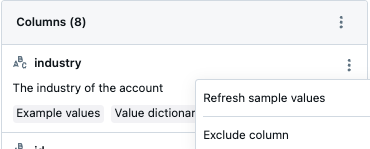 Atualizar valores ou remover opções de valores na interface do usuário