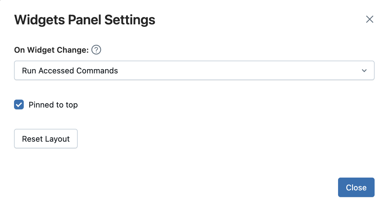 Configurações do widget