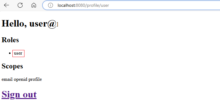 Captura de tela do aplicativo de exemplo que mostra o perfil do usuário.