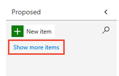 Captura de ecrã mostra Quadros, Mostrar mais itens.