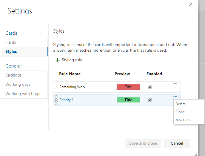 As opções do menu Eliminar-clonar-mover