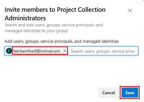Captura de ecrã a mostrar a caixa de diálogo Adicionar utilizadores e grupo.