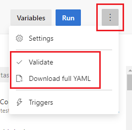 Valide e faça o download do YAML completo.