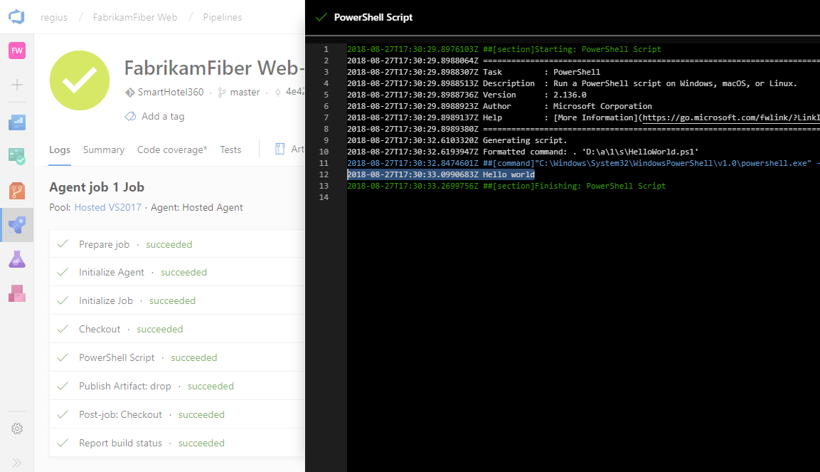 Veja no console de compilação