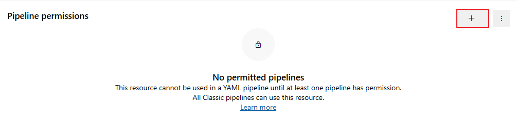 Captura de tela do botão para adicionar um pipeline.