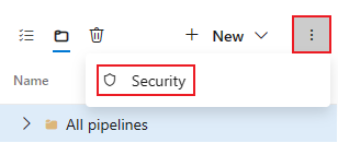 Captura de tela de todas as caixas de diálogo de segurança de pipelines de liberação.