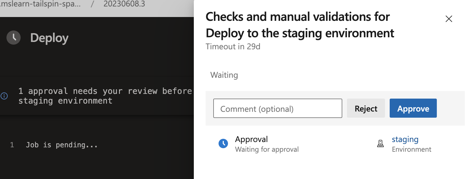Captura de ecrã da verificação de validação manual.