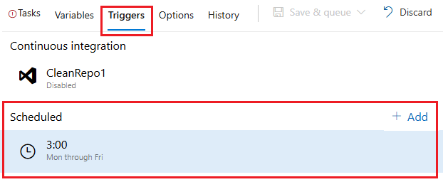 Captura de ecrã da criação de um pipeline programado clássico.