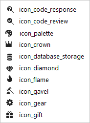 icon_palette, icon_crown, icon_database_storage, icon_diamond, icon_flame, icon_gavel, icon_gear, icon_gift, icon_government icon_headphone