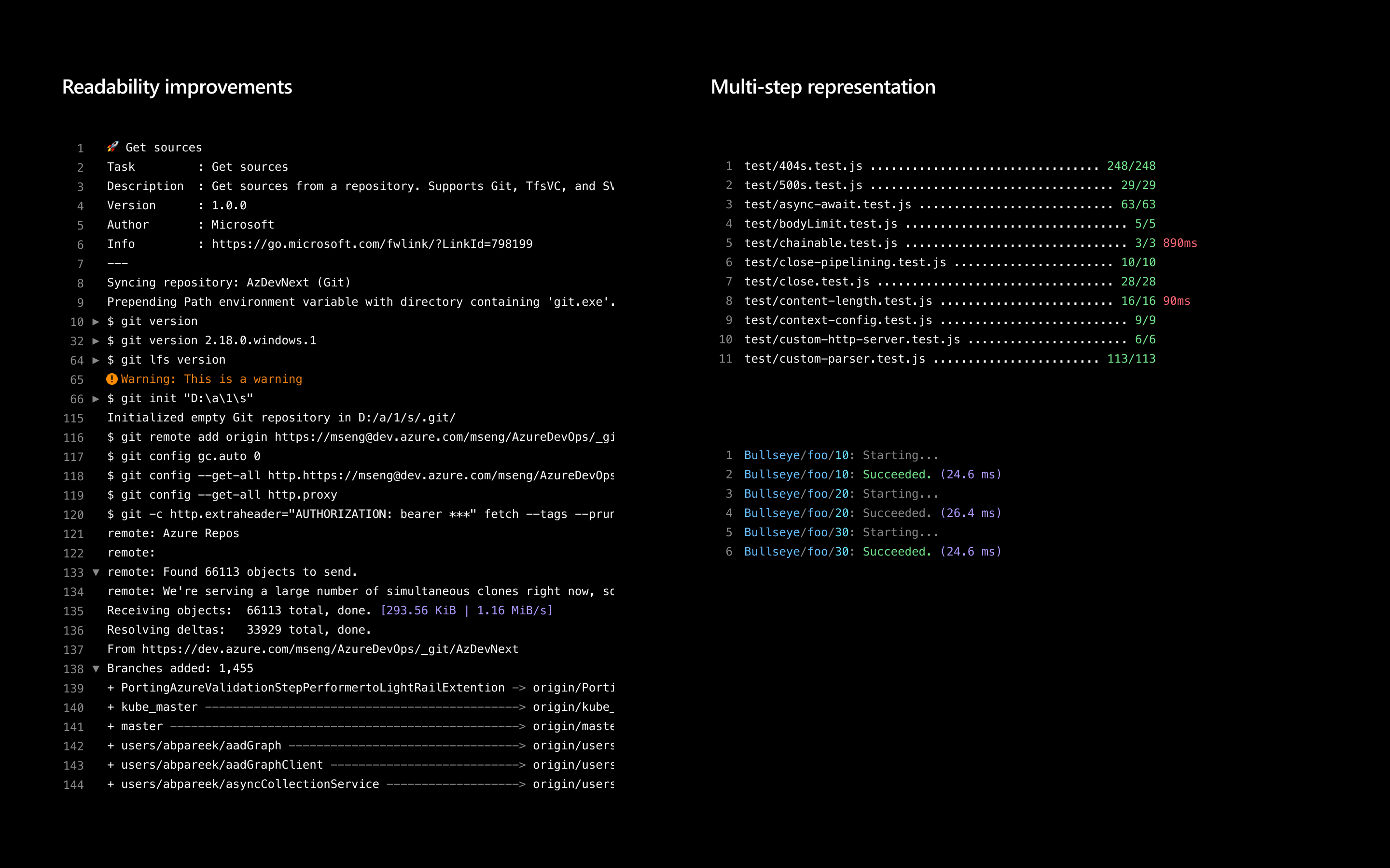 Melhorias no visualizador de logs de compilação e lançamento.