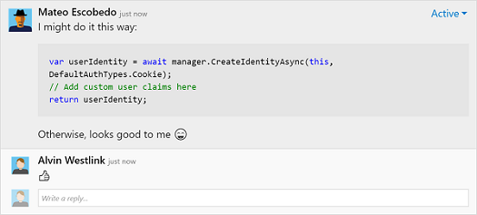 Comentários de pull request