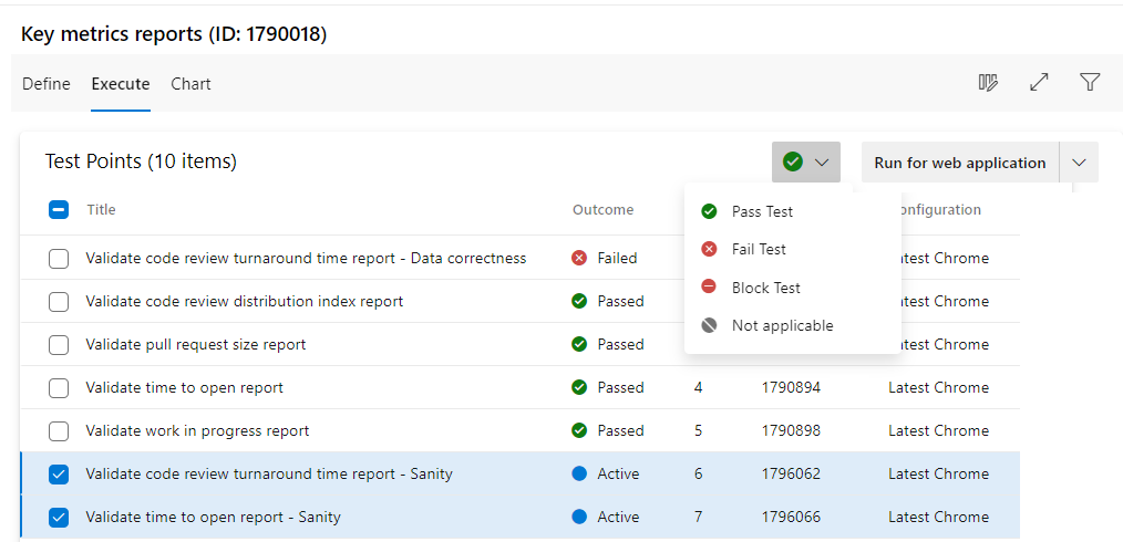 Visão geral da aba de Execução.