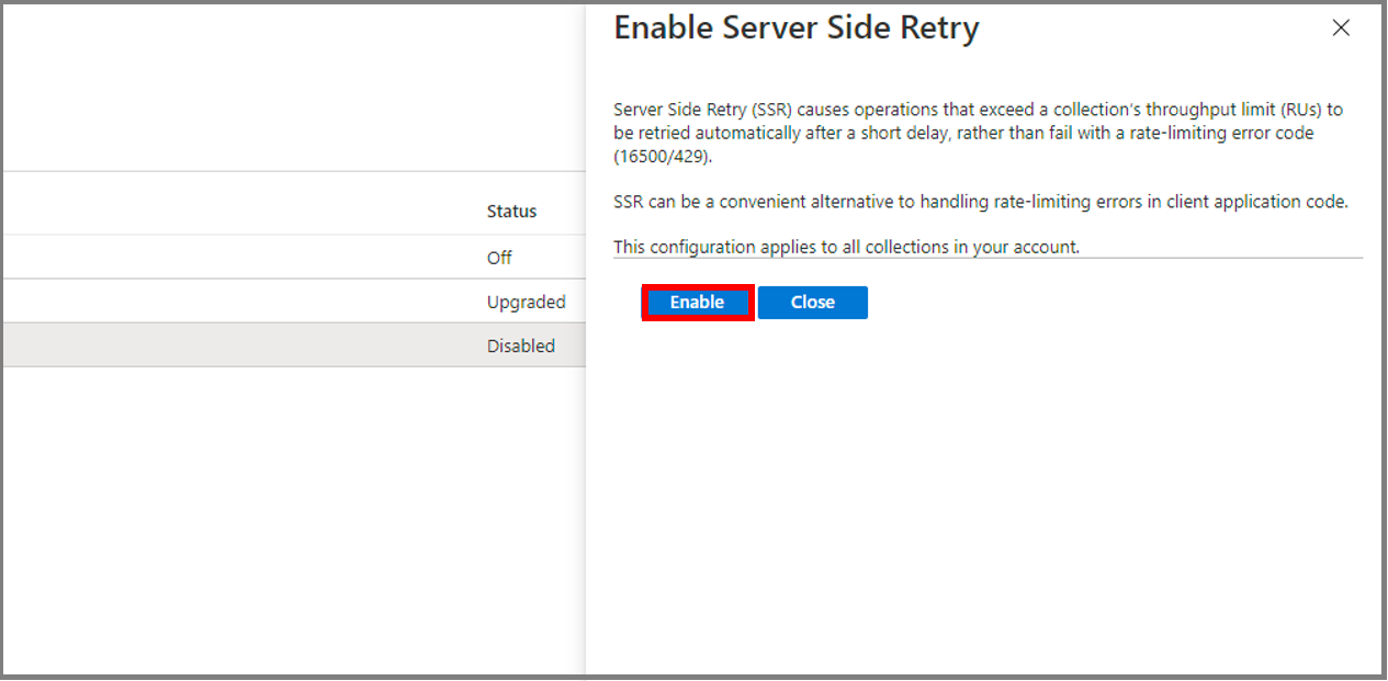 Captura de tela do MongoDB Server-Side Retry enable.