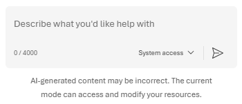 A captura de ecrã mostra a caixa de chat do prompt Ask AI, mostrando a localização das definições de aprovação.